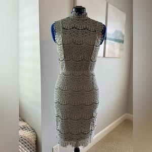 Wishlist Apparel Sheath Fitted Lace Cutout Short Party Dress. Light green.